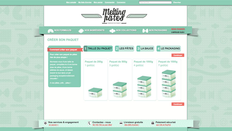 Melting Pâtes, un projet Magento