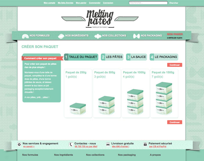 Melting Pâtes, un projet Magento